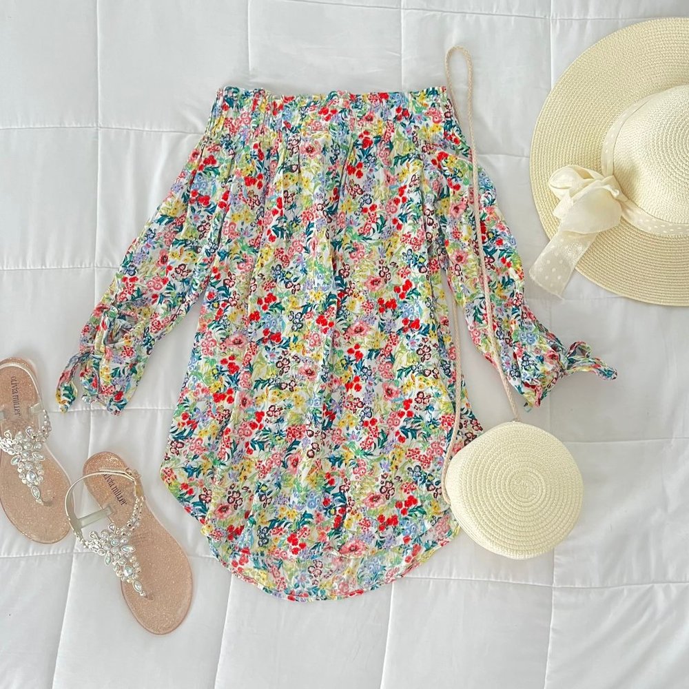 FLORAL SHIRT WITH 2 BELTS